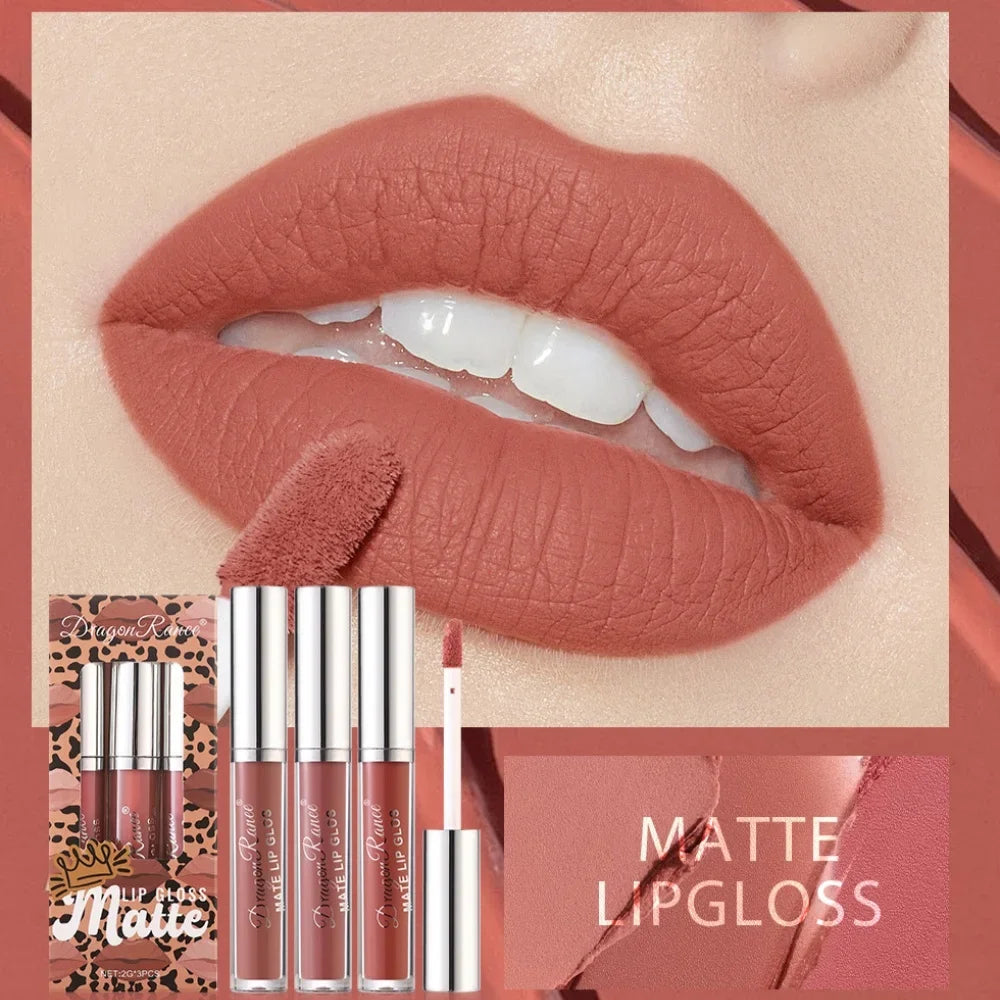 Dragon Ranee 3-Pack Matte Liquid Lipstick Set | Long-Lasting Liquid Lipstick Set QXL