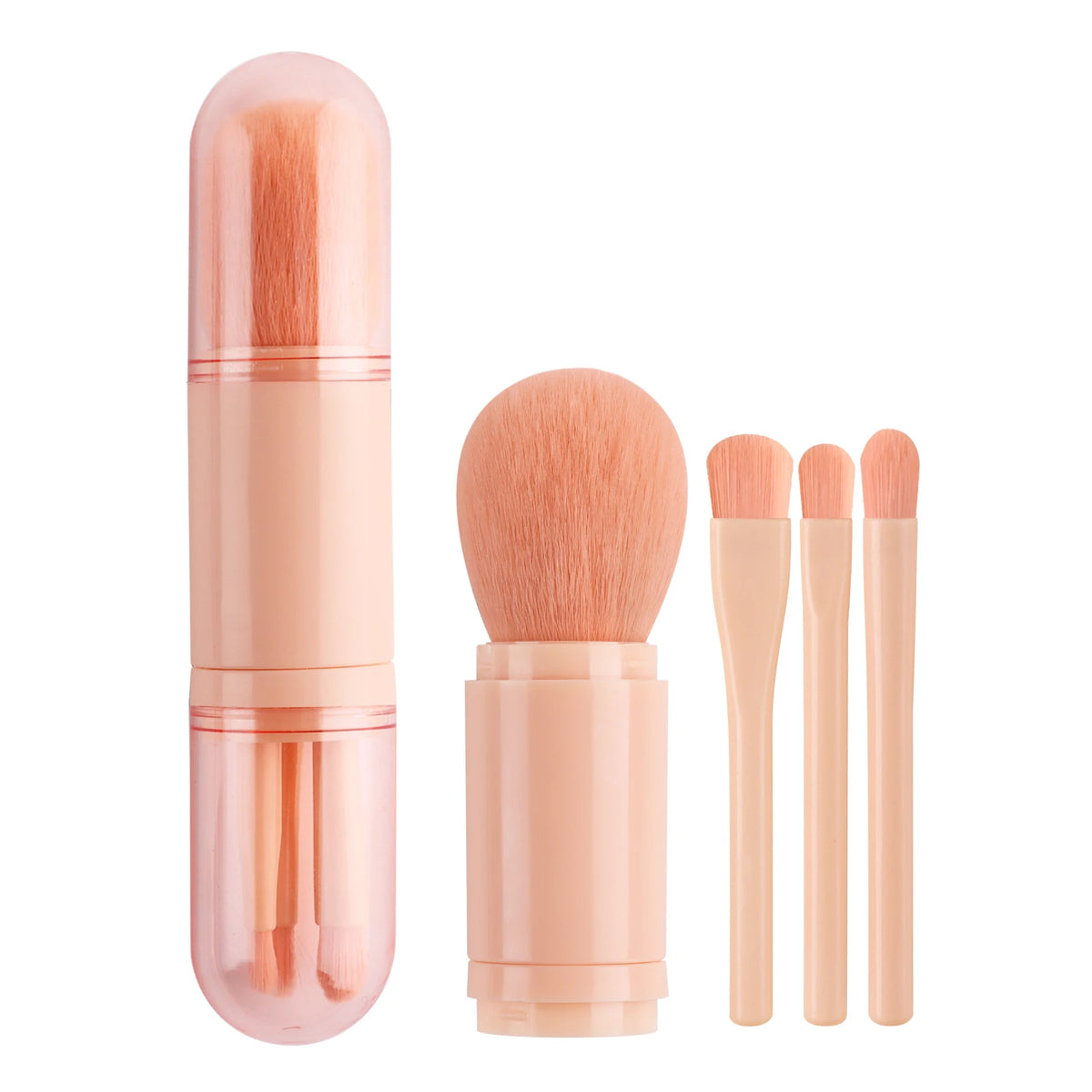 Ronshadow 4-in-1 Detachable Makeup Brush Set | Travel Ready Detachable Makeup Brush QXL Light Pink