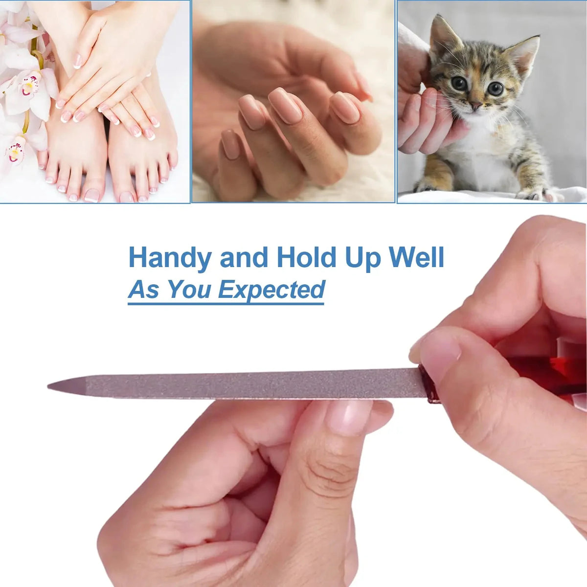 Stainless Steel Sword Nail File | Sharp Tip, Double-Sided Grit Metal Nail File QXL