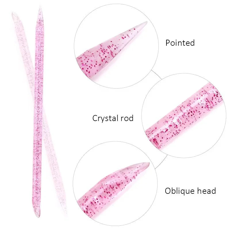 100-Pack Double-End Crystal Cuticle Pusher Sticks – Nail Art Cuticle Pusher Sticks QXL
