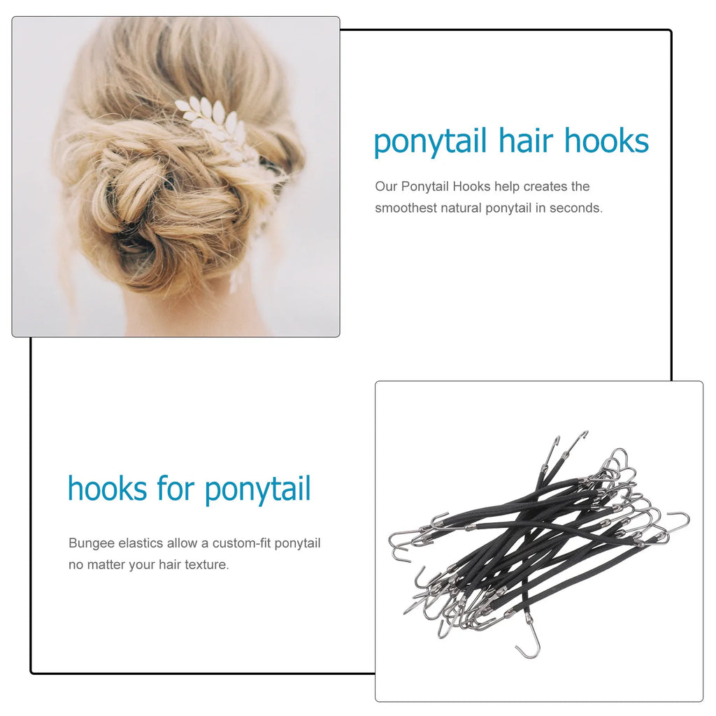 20-Pack Ponytail Bungee Bands & Hair Hooks for Thick Hair Hair Styling Bands QXL