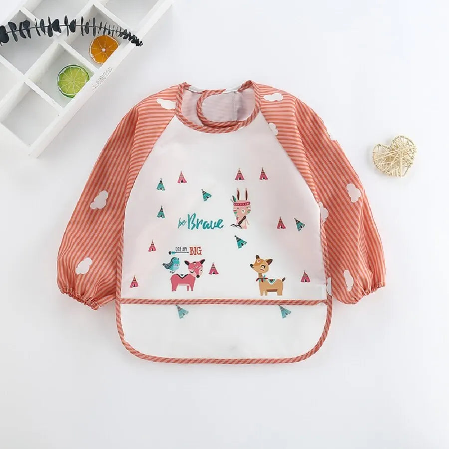 Waterproof Long Sleeve Toddler Bib Art Smock | Ages 1–3 Baby Bib Smock QXL