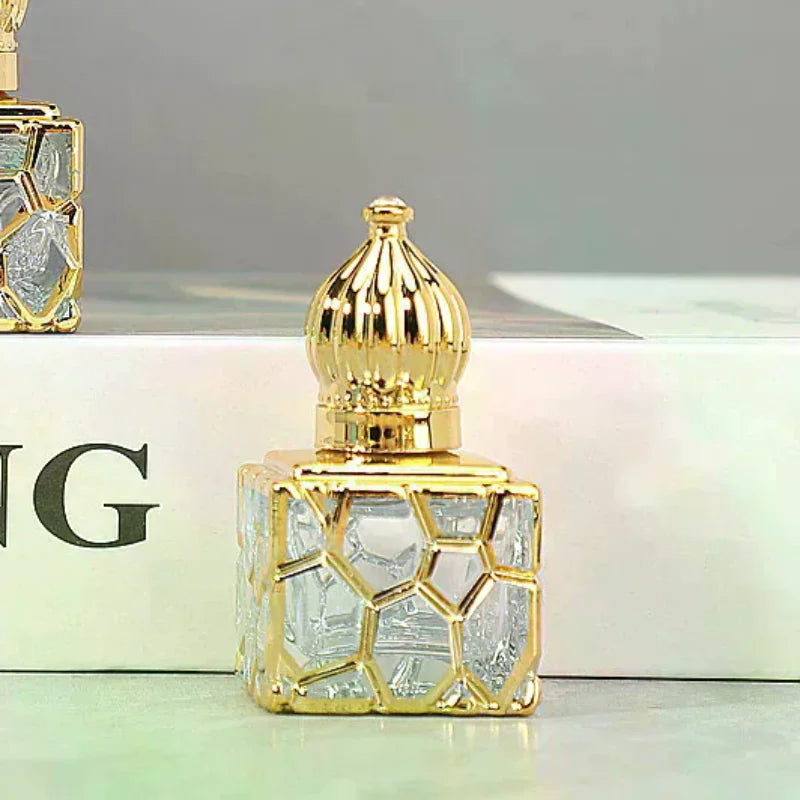 10ml Gold Cube Glass Perfume Bottle | Travel Atomizer Sprayer Perfume Atomizer Bottle QXL