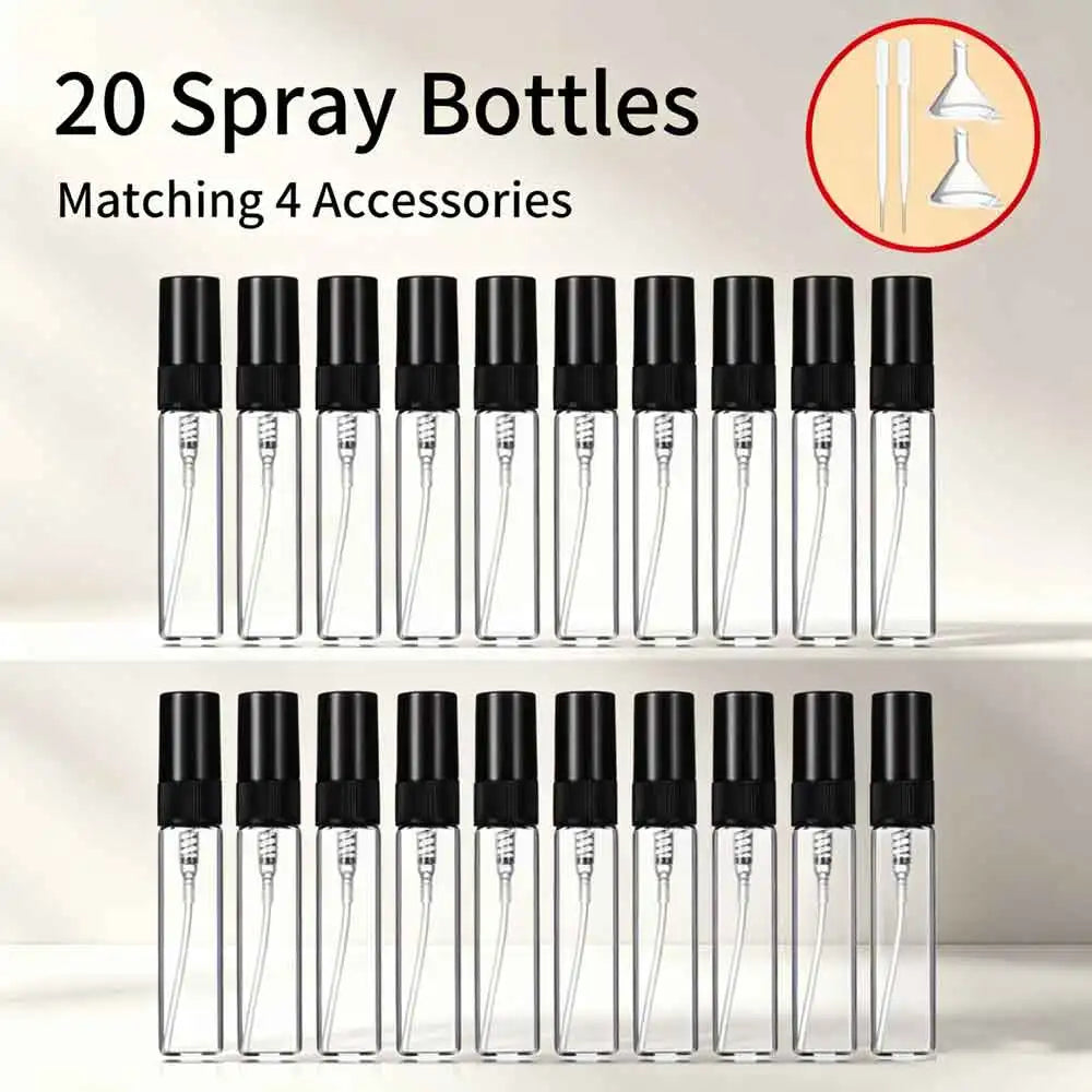 20-Pack Mini 5ml Glass Perfume Spray Bottles with Funnels & Droppers Perfume Spray Bottles QXL