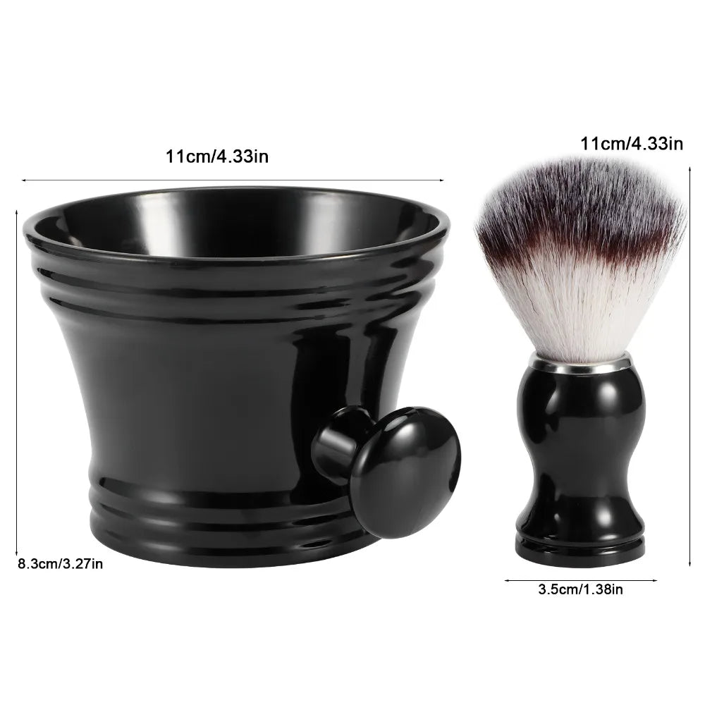 Shaving Brush & Bowl Set | ABS Nylon Compact Beard Kit Shaving Brush Set QXL