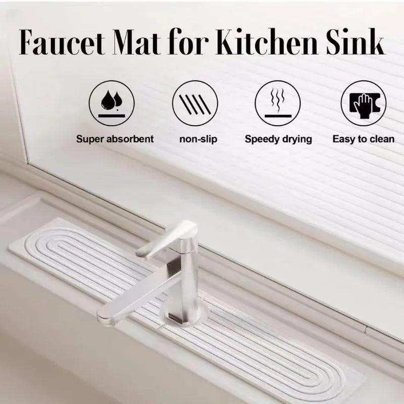 Quick-Dry Faucet Mat | Super Absorbent Sink Splash Guard Sink Splash Guard Mat QXL