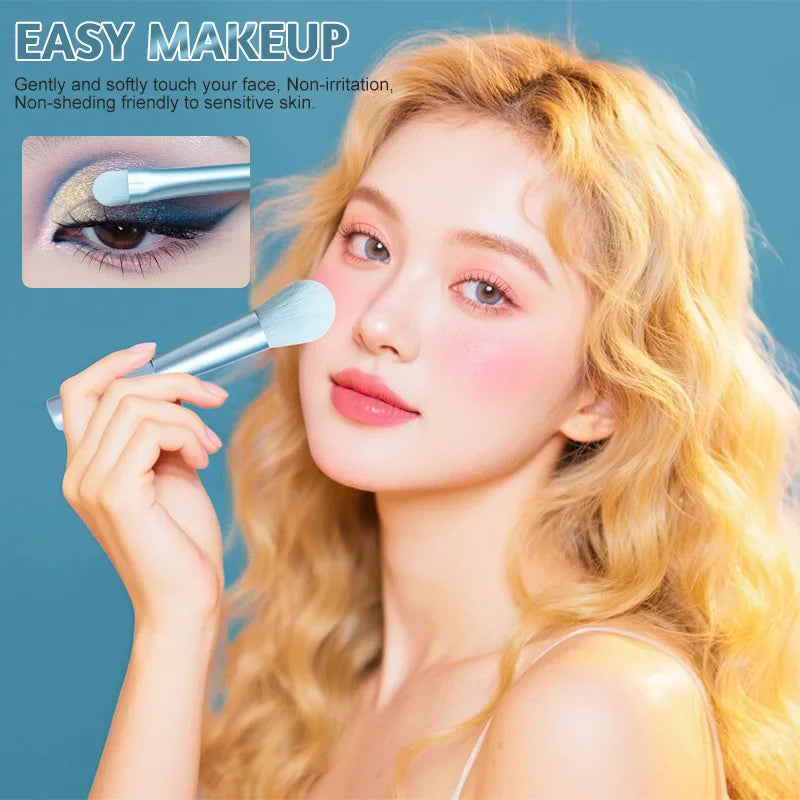 12-Piece Blue Mini Travel Makeup Brush Set for Beginners Makeup Brush Set QXL