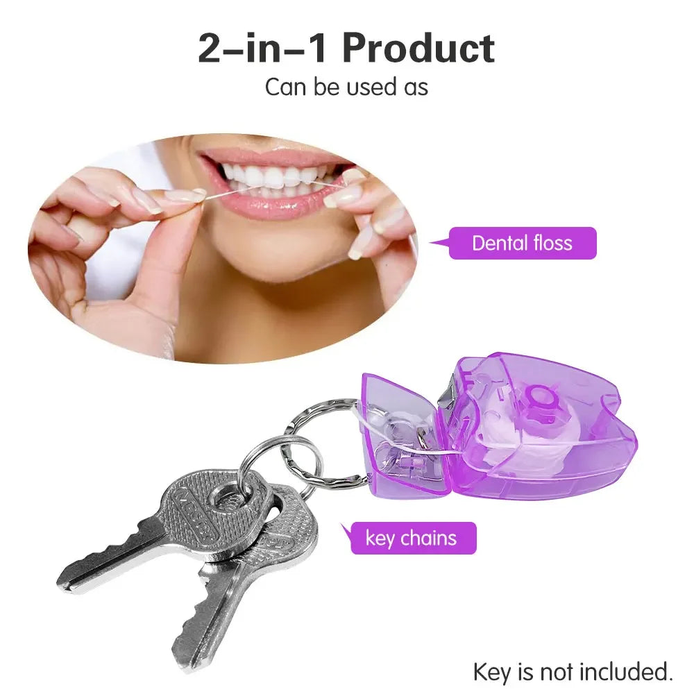 10-Pack Keychain Dental Floss | Tooth-Shaped Portable Dispenser Keychain Dental Floss QXL