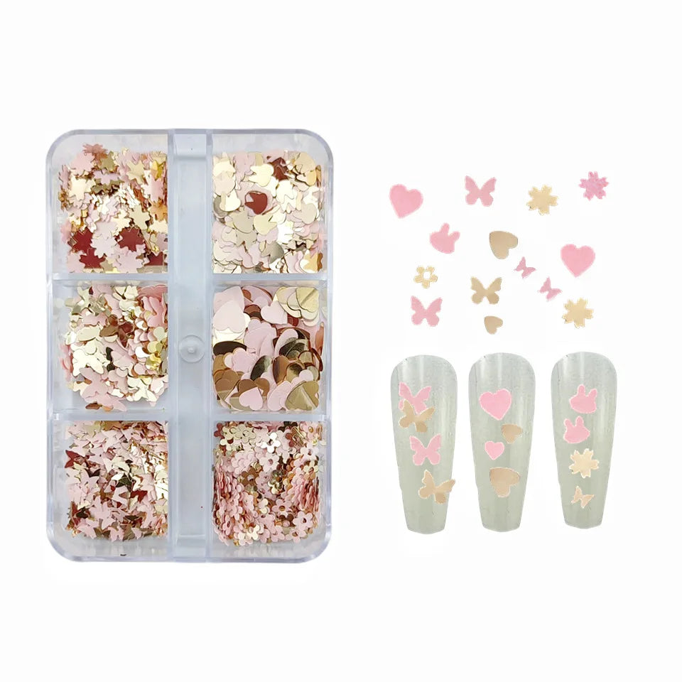 6-Box Nail & Face Glitter Set | Butterfly Flower Designs Nail Art Glitter Set QXL