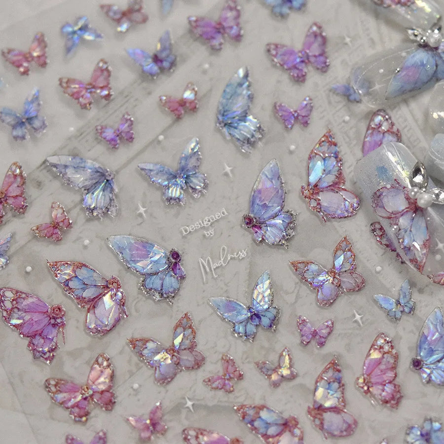 5D Aurora Butterfly Nail Art Stickers | Self-Adhesive Decals Nail Art Stickers QXL