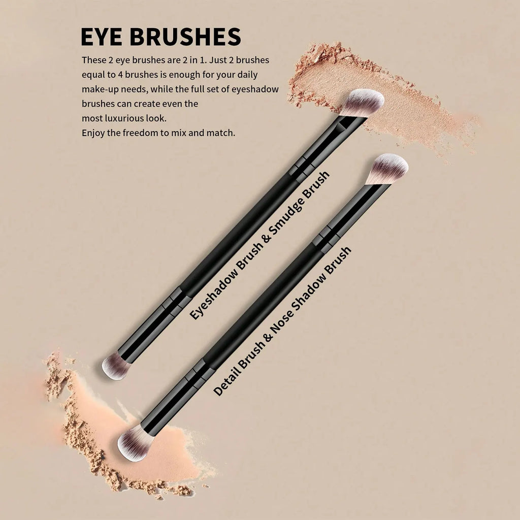 LUXEBLEND Makeup Brush Set with Sponges & Puffs | 5–15 Pc Makeup Brush Set QXL