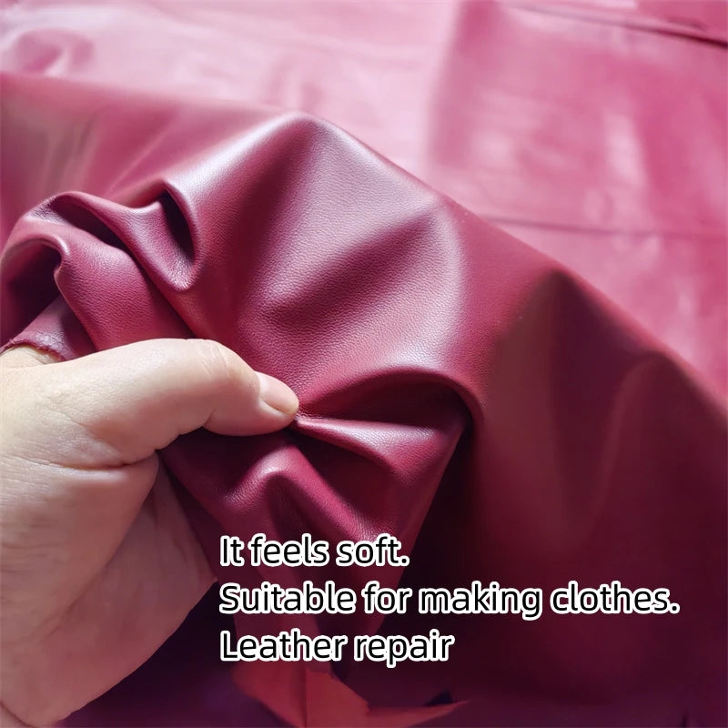 Wine Red Sheepskin Leather Fabric 0.5–0.7mm | DIY Garment Leather Craft Fabric QXL