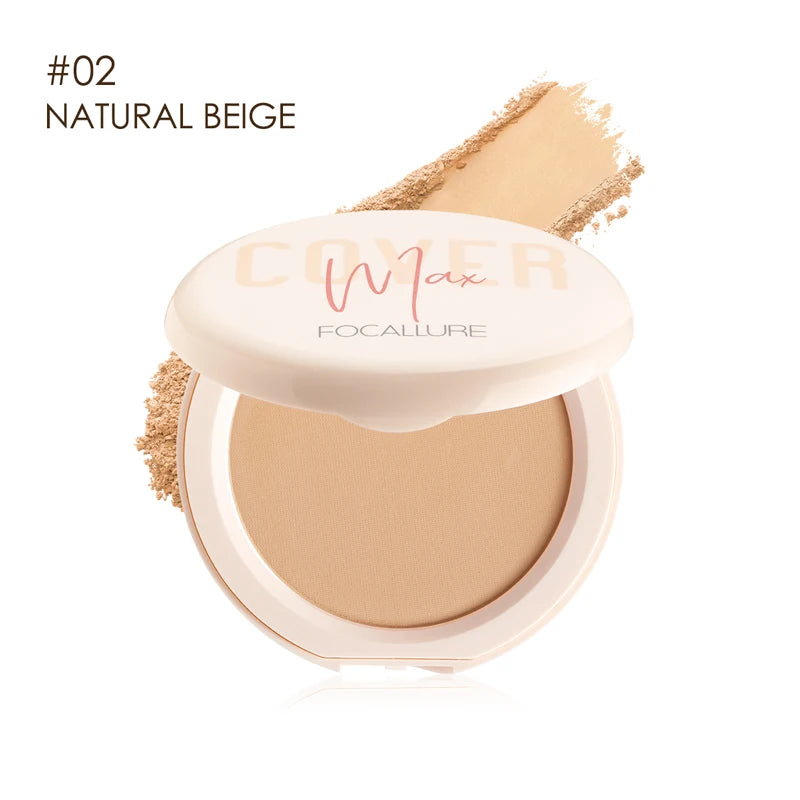 FOCALLURE Matte Pressed Powder | 24H Oil-Control Setting Powder Pressed Setting Powder QXL 02 Warm Beige