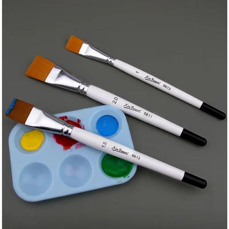 3-Piece Flat Paint Brush Set | Nylon Art Brushes for Acrylic & Oil Art Paint Brush Set QXL