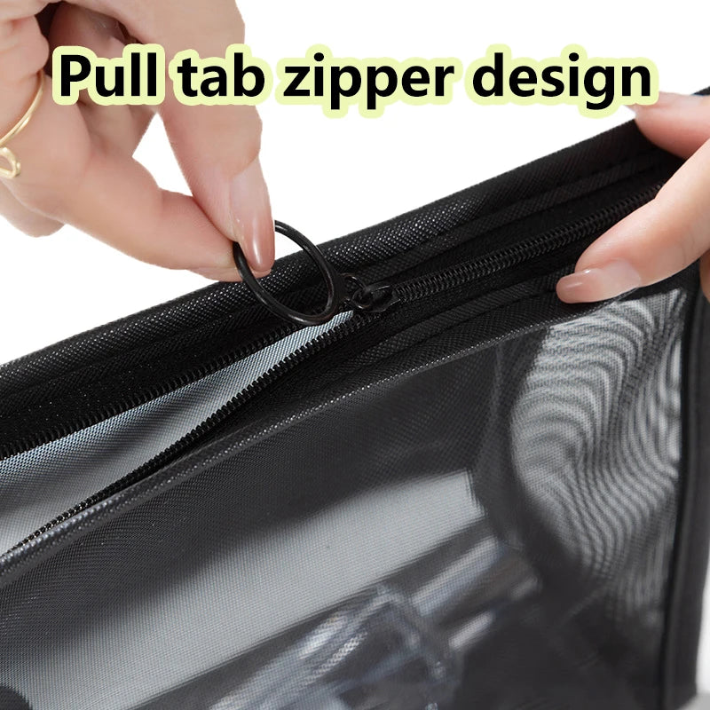 Nylon Mesh Cosmetic Bag | Zipper Pouch Small Medium Large Mesh Cosmetic Bag QXL