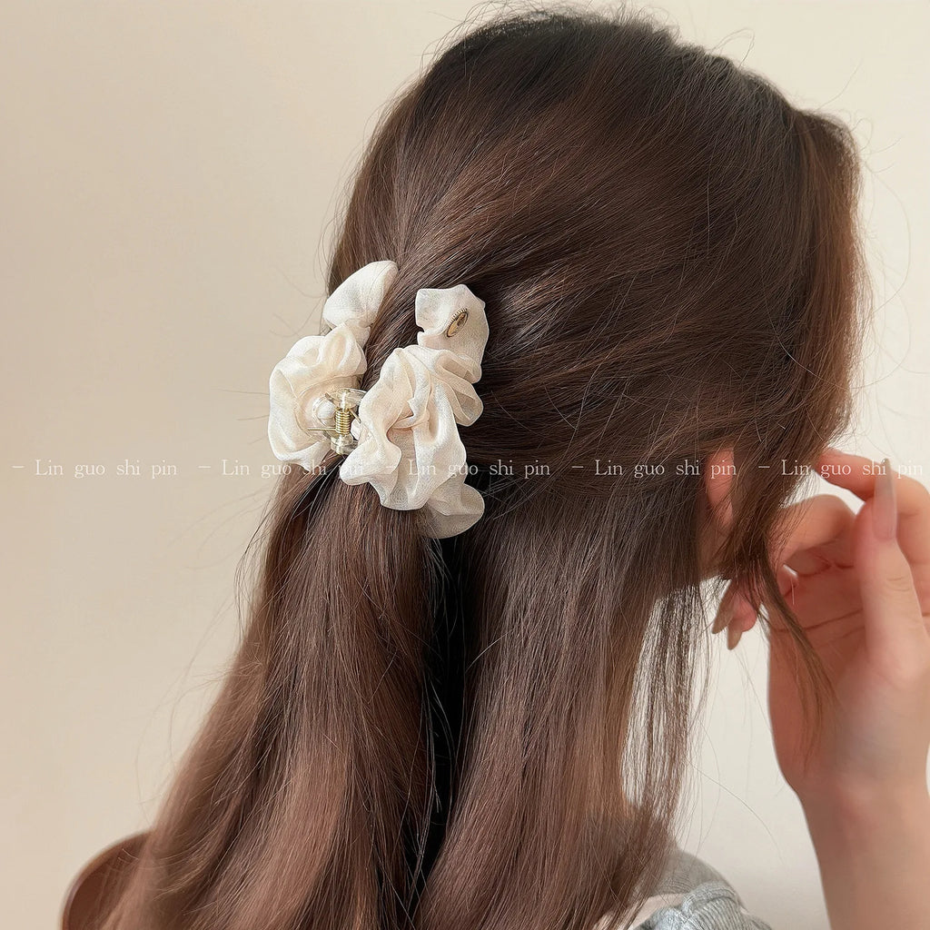 Mesh Pleated Half-Up Shark Claw Clip | Elegant Hair Clip Hair Claw Clip QXL