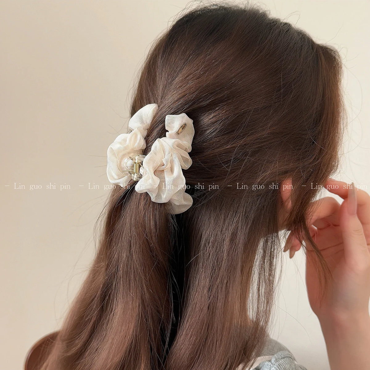 Mesh Pleated Half-Up Shark Claw Clip | Elegant Hair Clip Hair Claw Clip QXL