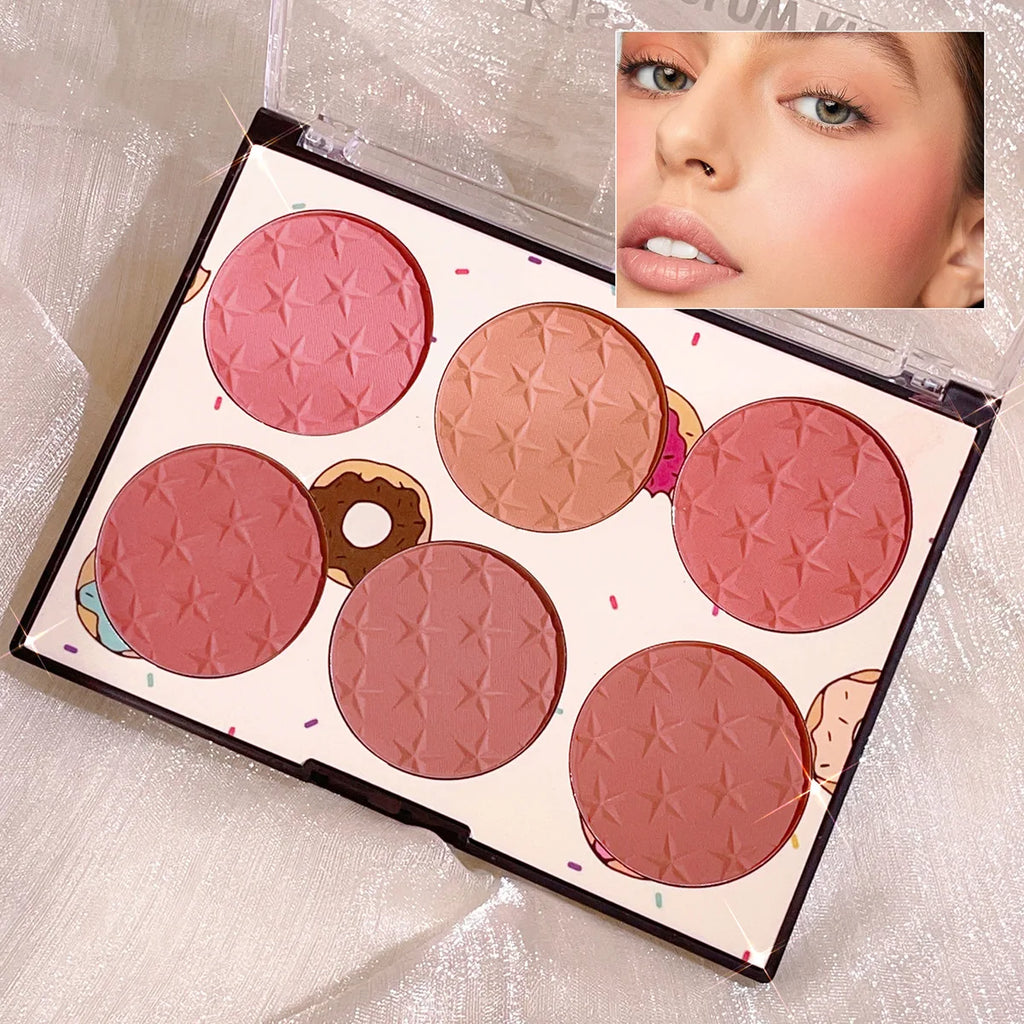 6-Color Matte Blush Palette | High Pigment Long-Lasting Blush Palette QXL