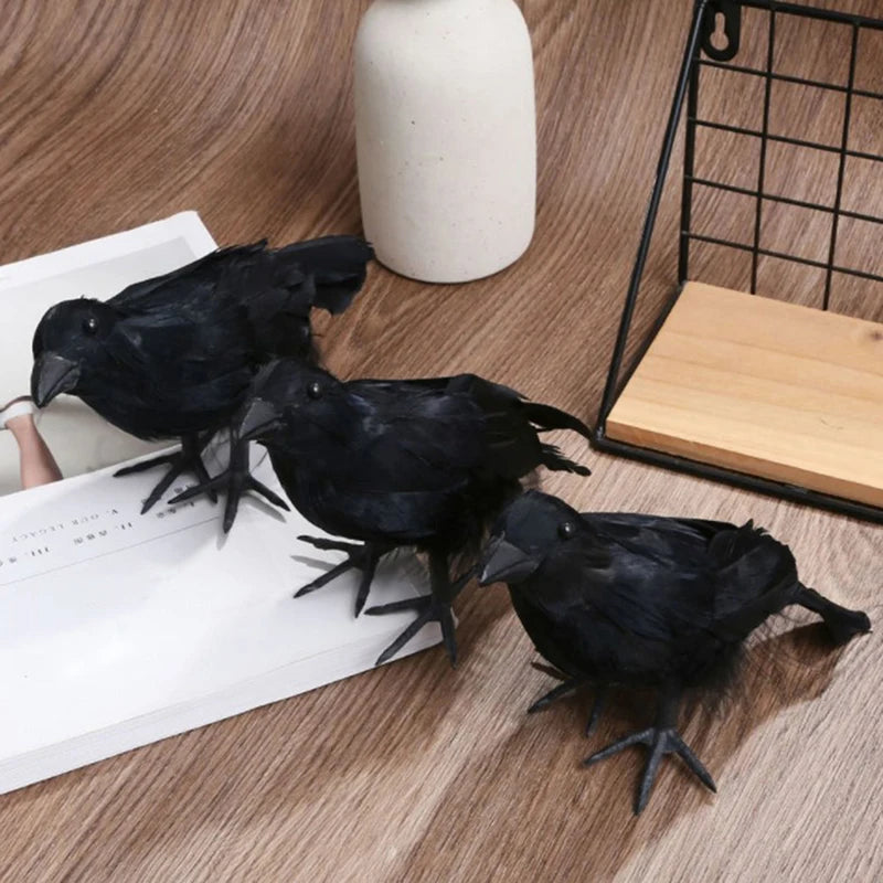 Realistic Fake Black Crow Decoy | Garden & Halloween Décor Bird Decoy Decoration QXL