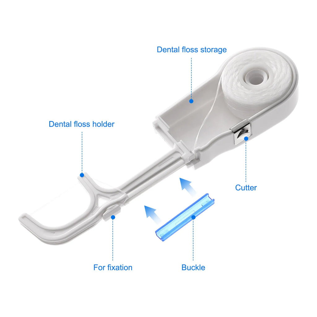 Ergonomic Dental Floss Holder with Cutter | 30m Floss Pick Dental Floss Holder QXL