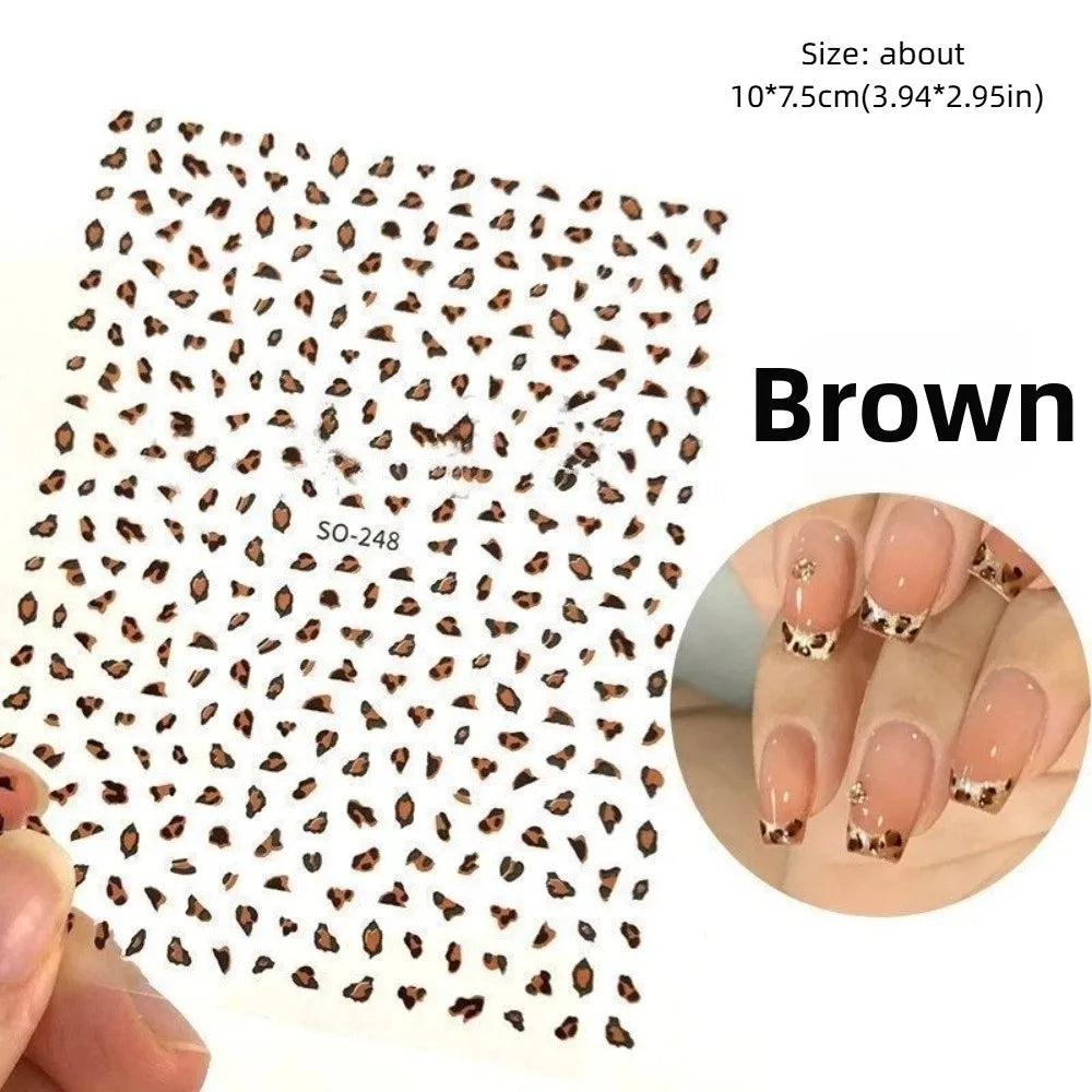 Leopard Print Nail Stickers – Brown, Black & Pink Caramel Nail Art Stickers QXL