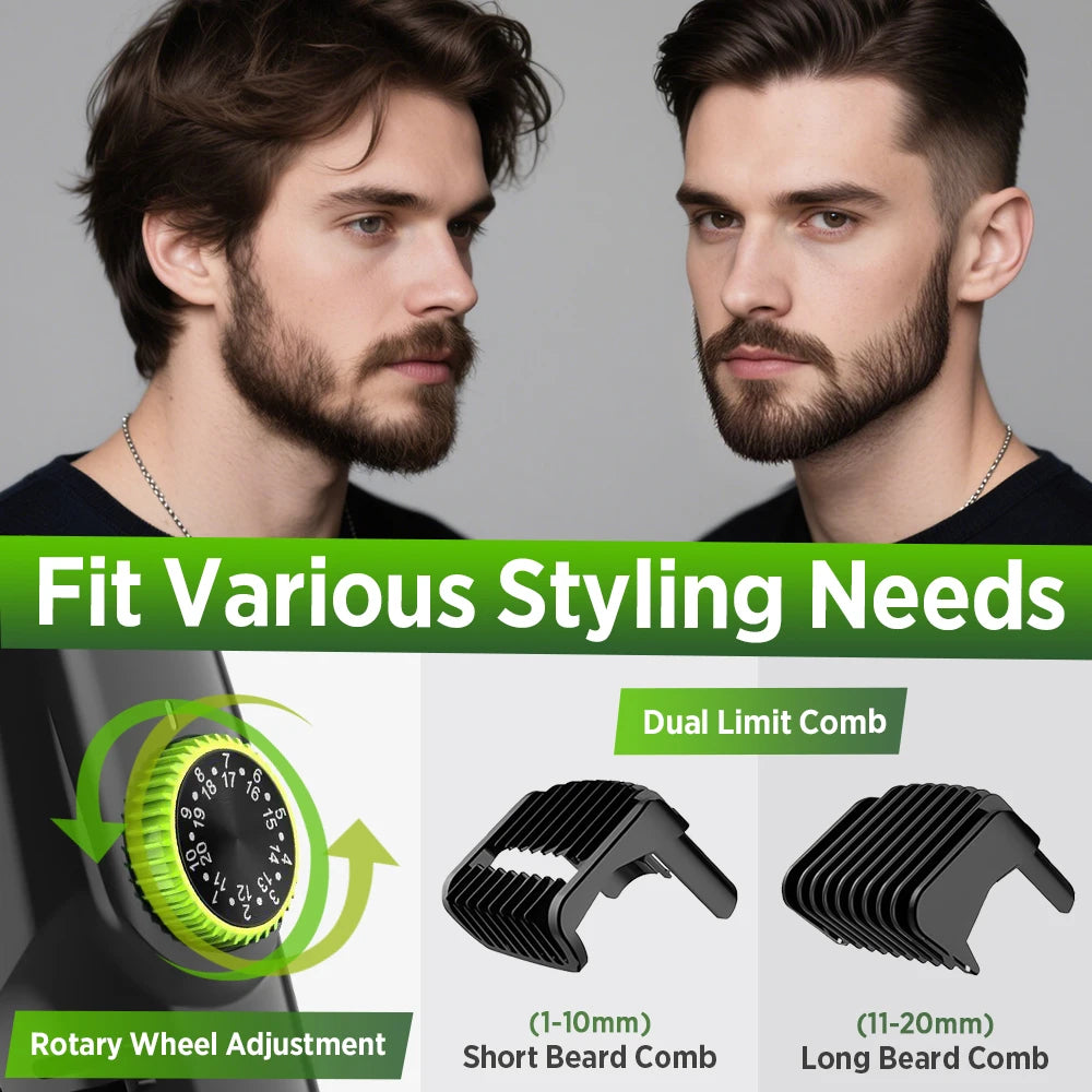 Ms.Dear Cordless Beard Trimmer Vacuum Clipper IPX6 – Green Beard Trimmer QXL