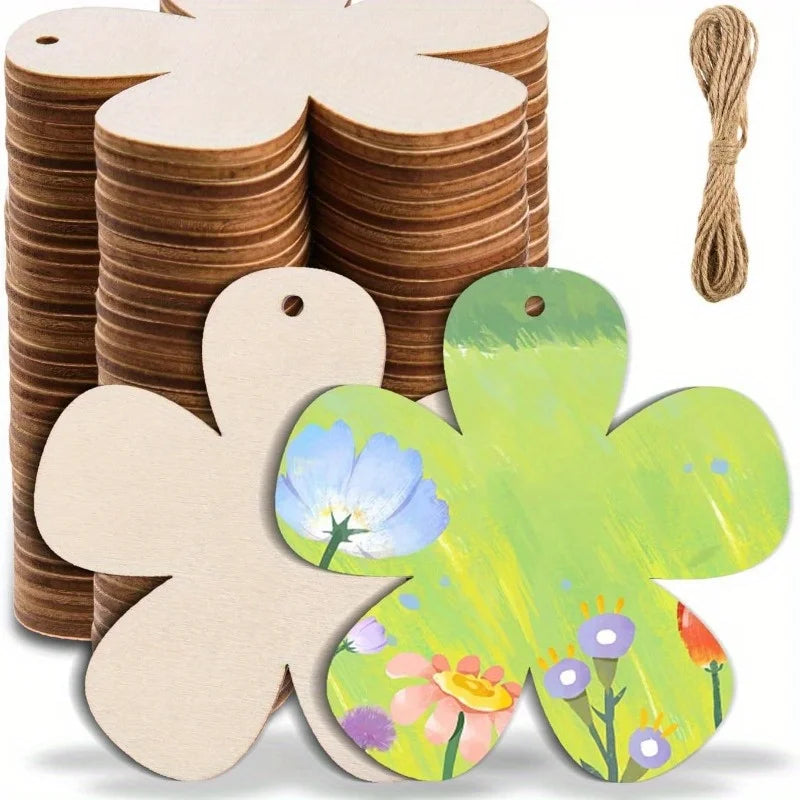 Wooden Flower Shape Set – DIY Crafts, Painting & Decor Wood Craft Cutouts QXL
