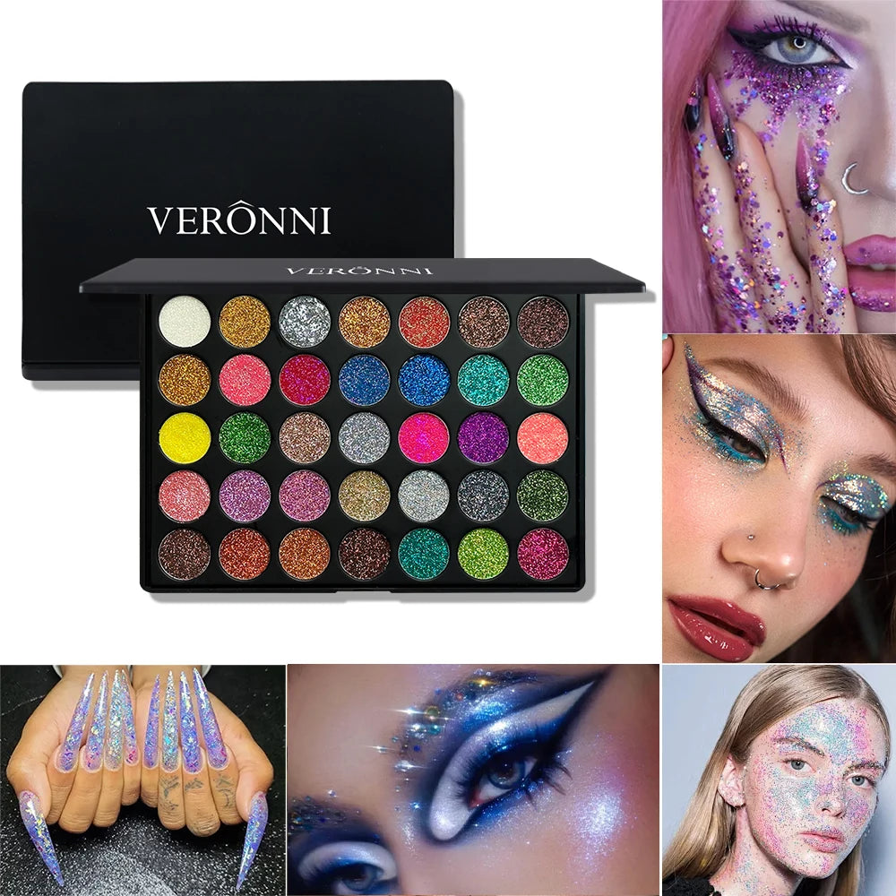 35-Color Glitter Eyeshadow Palette | Shimmer & Sparkle Eyeshadow Palette QXL