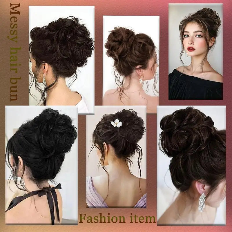 Synthetic Fluffy Curly Hair Bun Clip | Women's Hairpiece Clip-On Hair Bun QXL