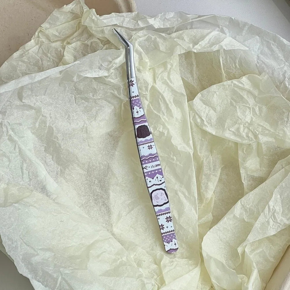 Curved Anti-Static Stainless Steel Eyelash Tweezers Eyelash Tweezers QXL