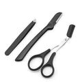 3-Piece Eyebrow Grooming Kit | Scissors, Tweezers & Comb Set Eyebrow Grooming Kit QXL black