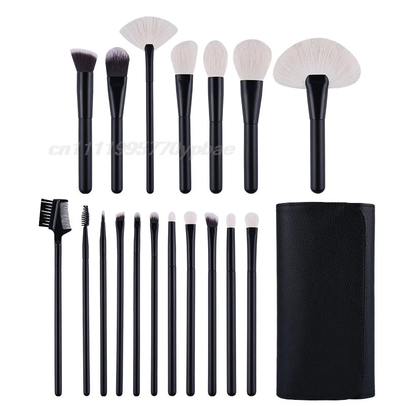 Professional Makeup Brush Set 12/18Pc | Natural Hair Beauty Tools Makeup Brush Set QXL