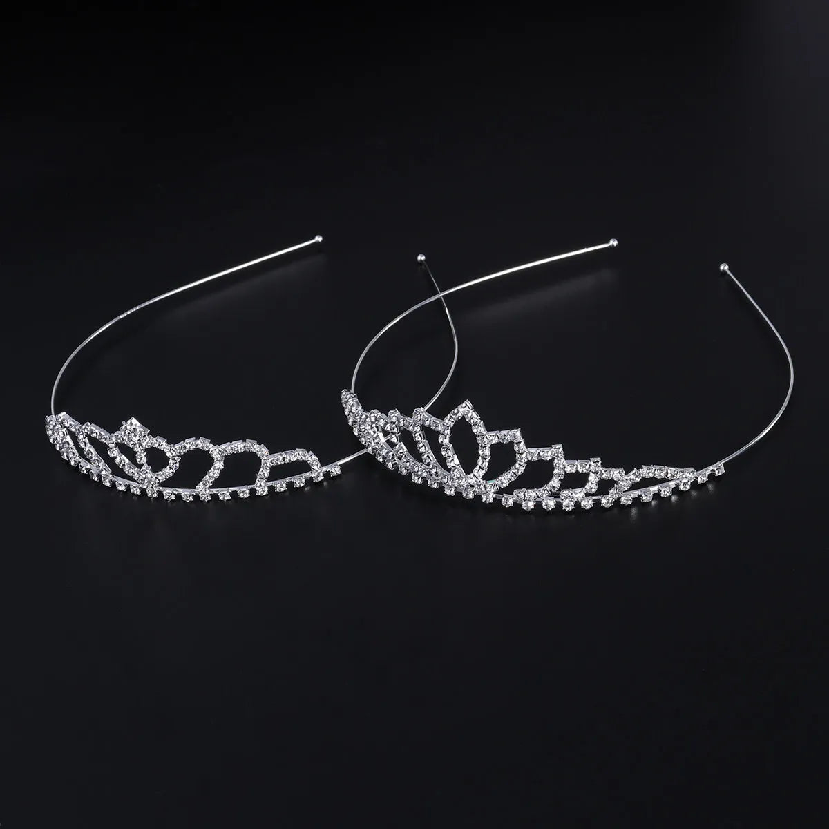2-Pack Rhinestone Heart Tiara Crown | Wedding & Prom Headband Bridal Tiara Crown QXL