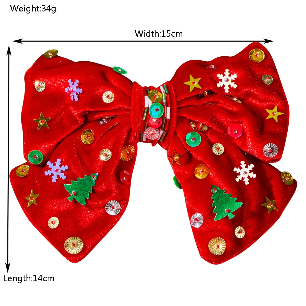 Christmas Butterfly Bow Hair Clip | Snowflake Sequin Velvet Holiday Hair Clip QXL