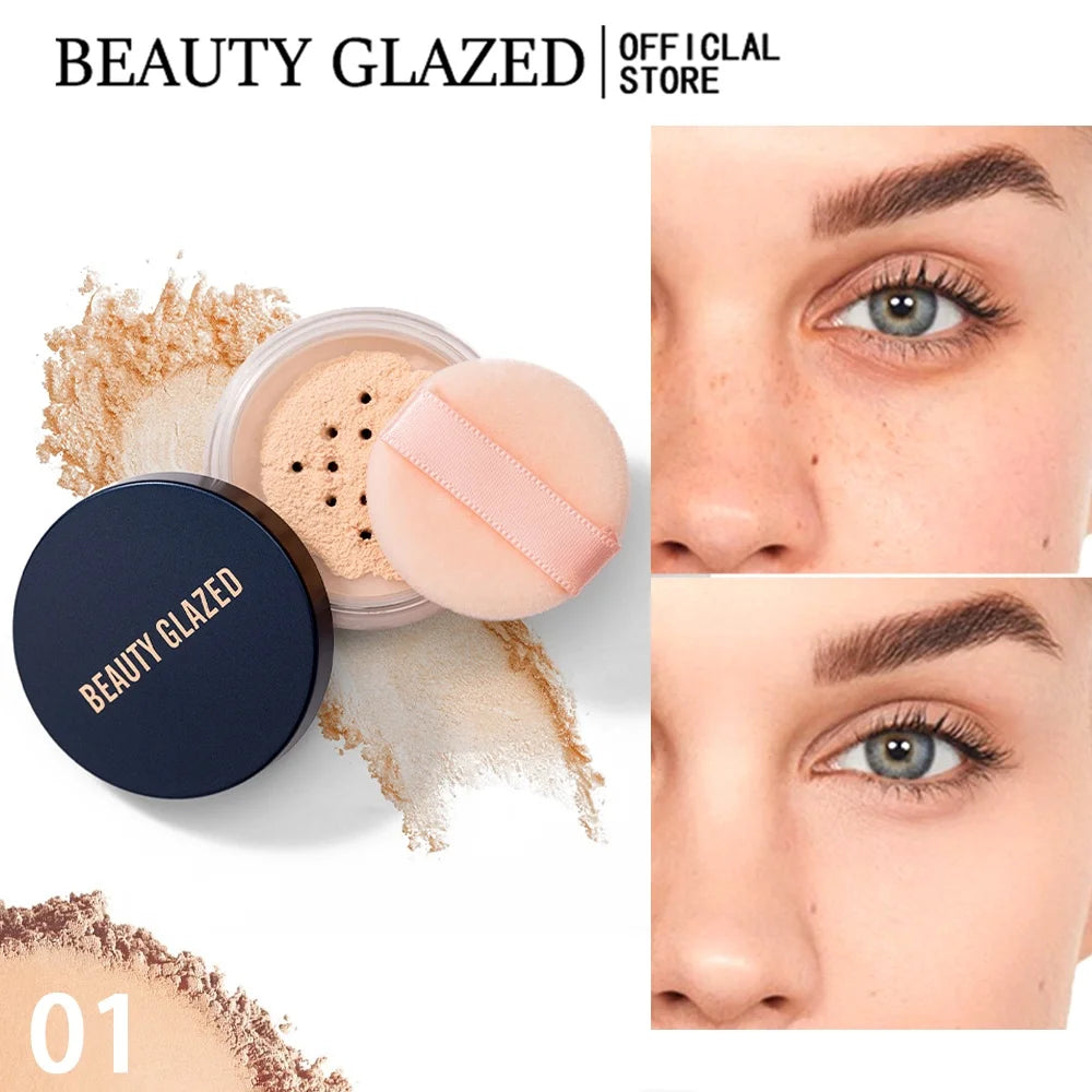 BEAUTY GLAZED Mattifying Loose Powder – Oil Control Matte Finish Loose Setting Powder QXL