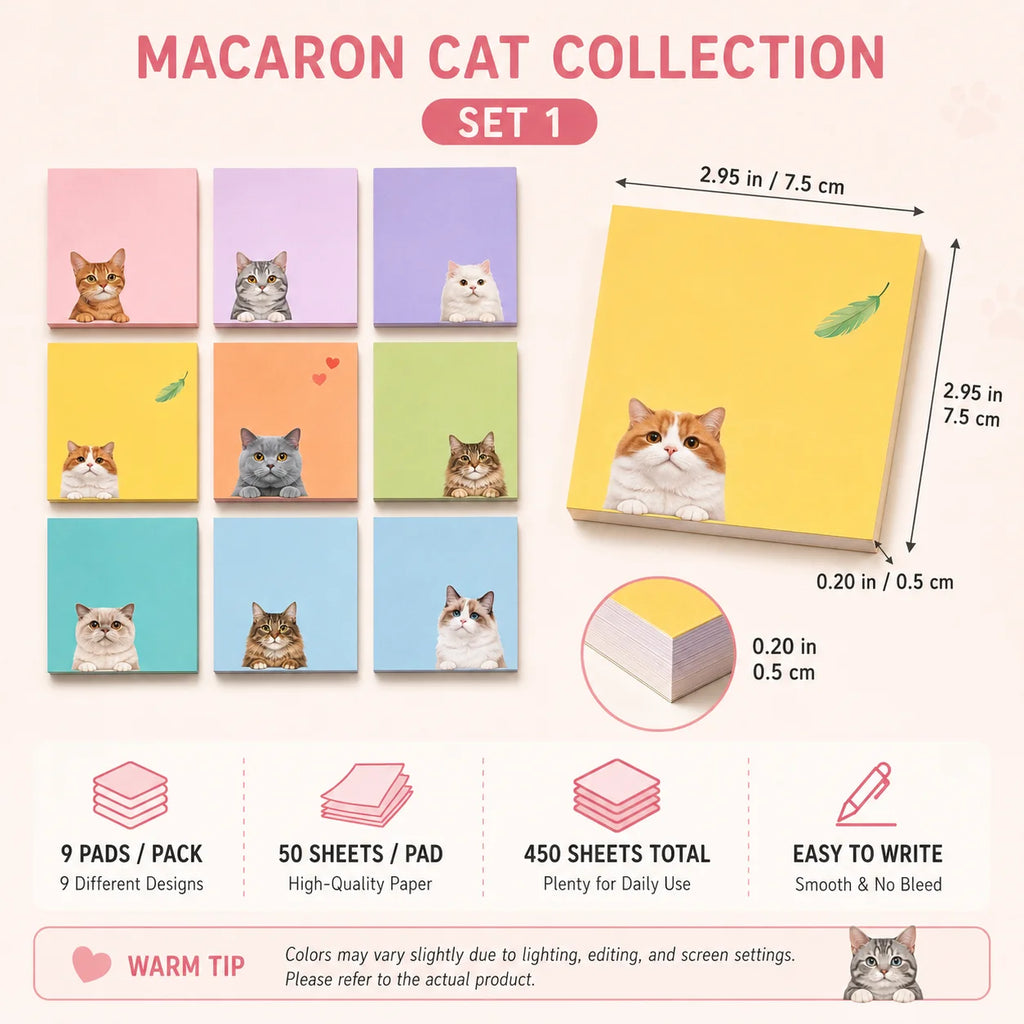 9-Pack Cute Printed Sticky Notes | 50 Sheets Per Pad Sticky Memo Pads QXL