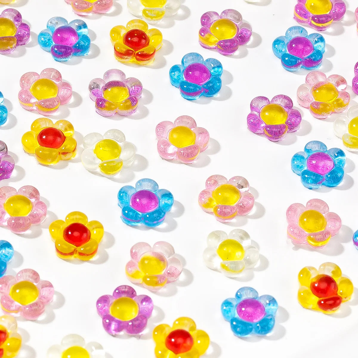 20-Pack 3D Ice Flower Nail Charms | Kawaii Resin Decorations Nail Art Charms QXL