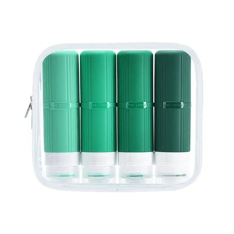 4-Pack Refillable Travel Bottles – Leak-Proof Squeeze Set Travel Bottle Set QXL