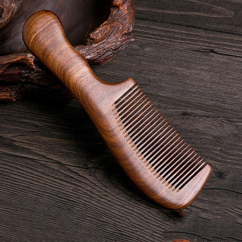 Natural Sandalwood Wide Tooth Comb | Anti-Static Detangler Wooden Hair Comb QXL