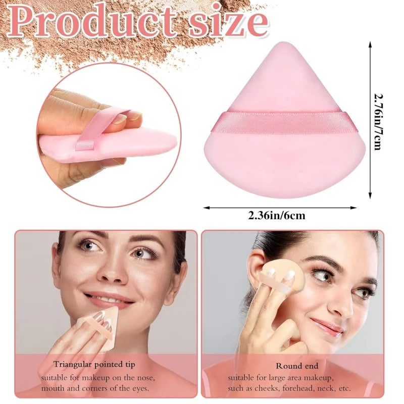 10-Pack Triangle Velour Powder Puffs | Loose & Setting Powder Makeup Powder Puff QXL