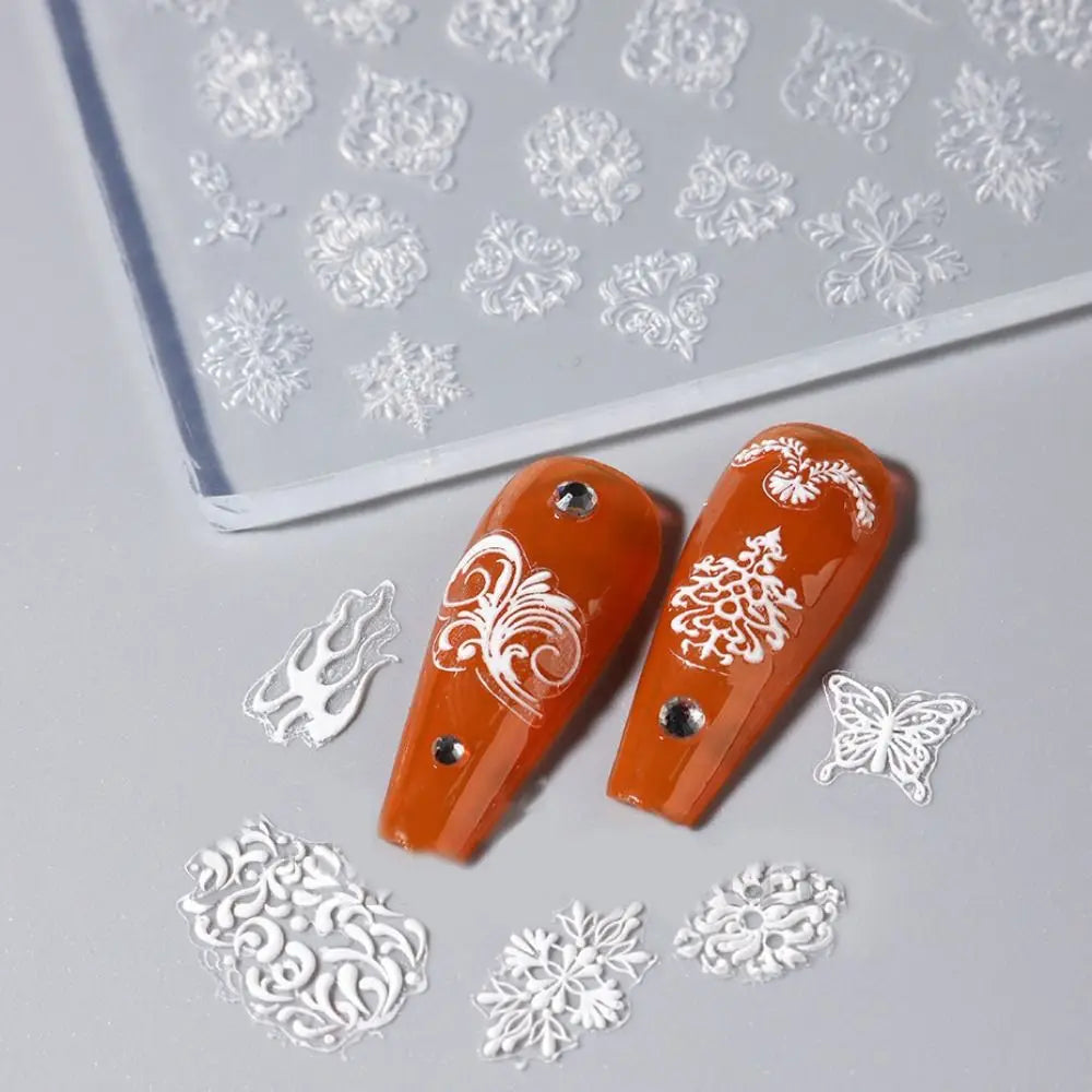 3D Nail Art Silicone Mold | Snowflake Butterfly Gel Stencil Nail Art Mold QXL