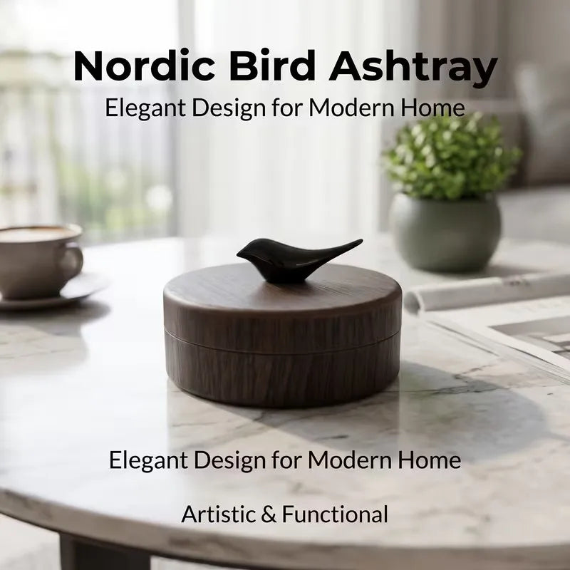 Bird-Shaped Ashtray with Lid | Windproof Stainless Steel Decorative Ashtray QXL