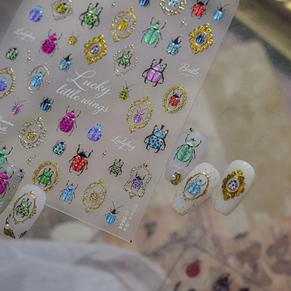 5D Insect Nail Art Stickers | Beetle Scarab Ladybug Decals Nail Art Stickers QXL