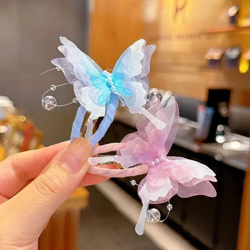 2-Pack Girls Butterfly Pearl Hair Clips | Shiny BB Hairpins Girls Hair Clips QXL