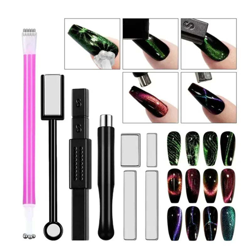 8-Pc Magnetic Wand Set for 3D Cat Eye UV Gel Nail Art Nail Art Magnet Wand QXL 8pc