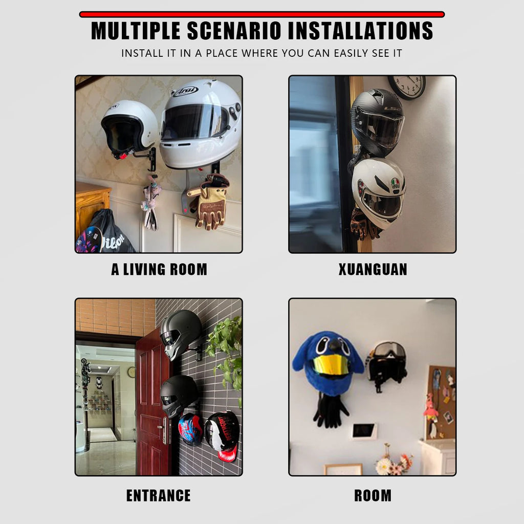 180° Rotating Wall-Mount Helmet Rack | Bike & Motorcycle Hook Wall Helmet Rack QXL