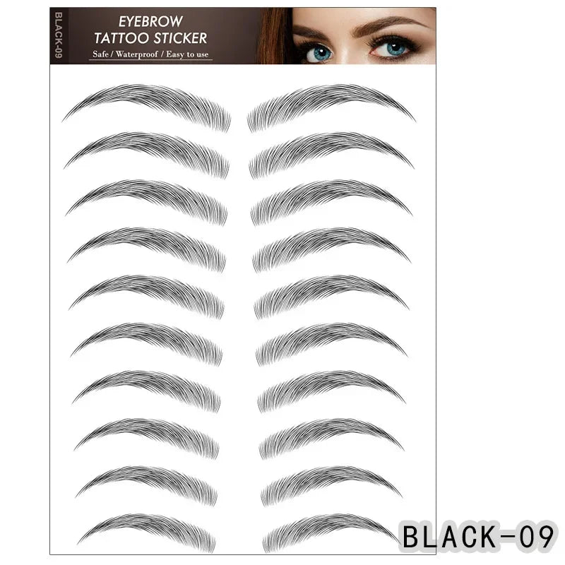 6D Waterproof Hair-Like Eyebrow Tattoo Stickers | Easy Brow Eyebrow Tattoo Stickers QXL BLACK-09