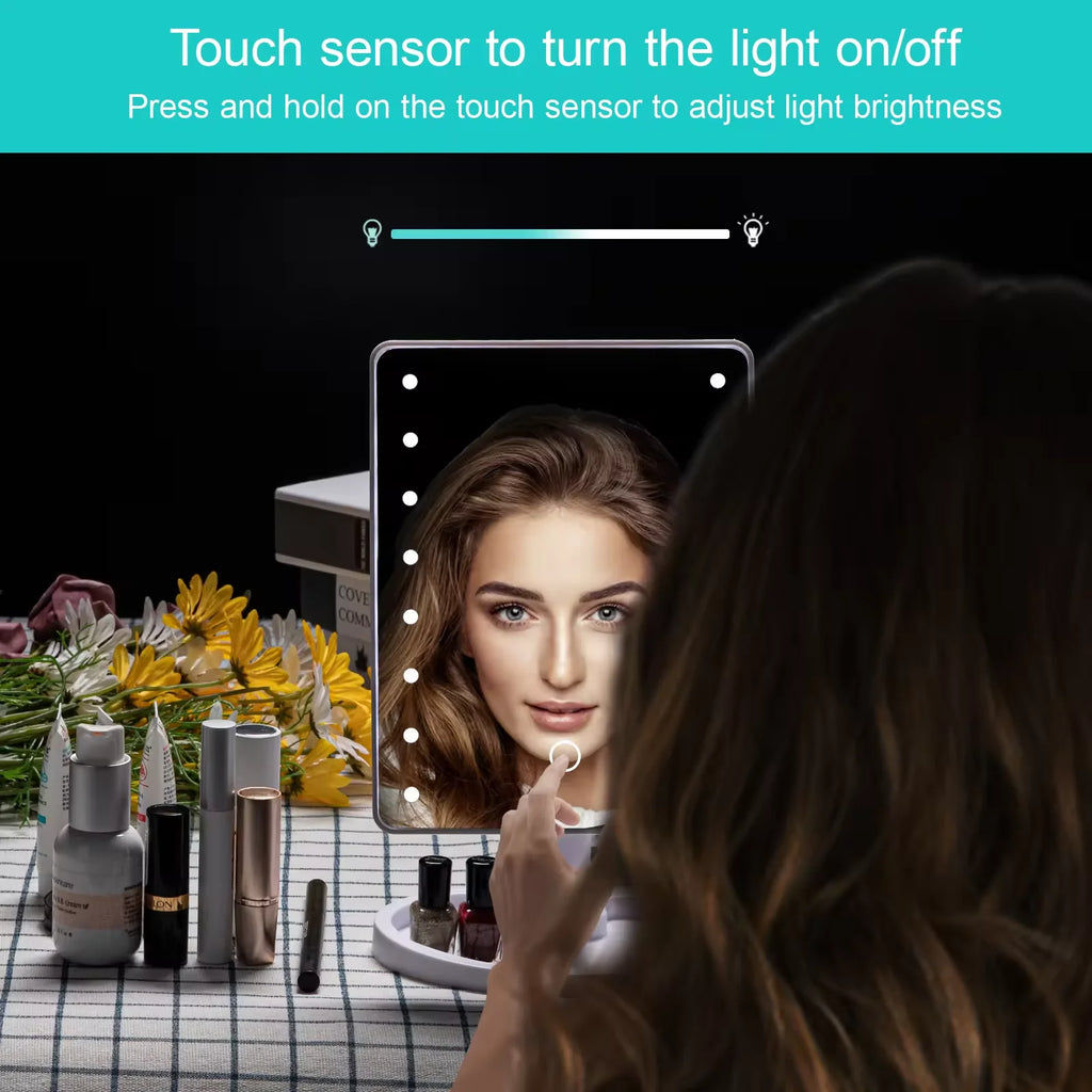 LED Vanity Makeup Mirror | Touch Dimmer & 360° Rotation LED Vanity Mirror QXL
