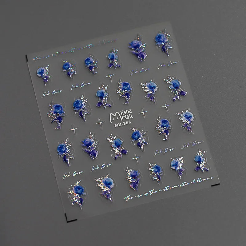5D Luxury Rose Nail Art Stickers | Self-Adhesive Flower Decals Nail Art Stickers QXL