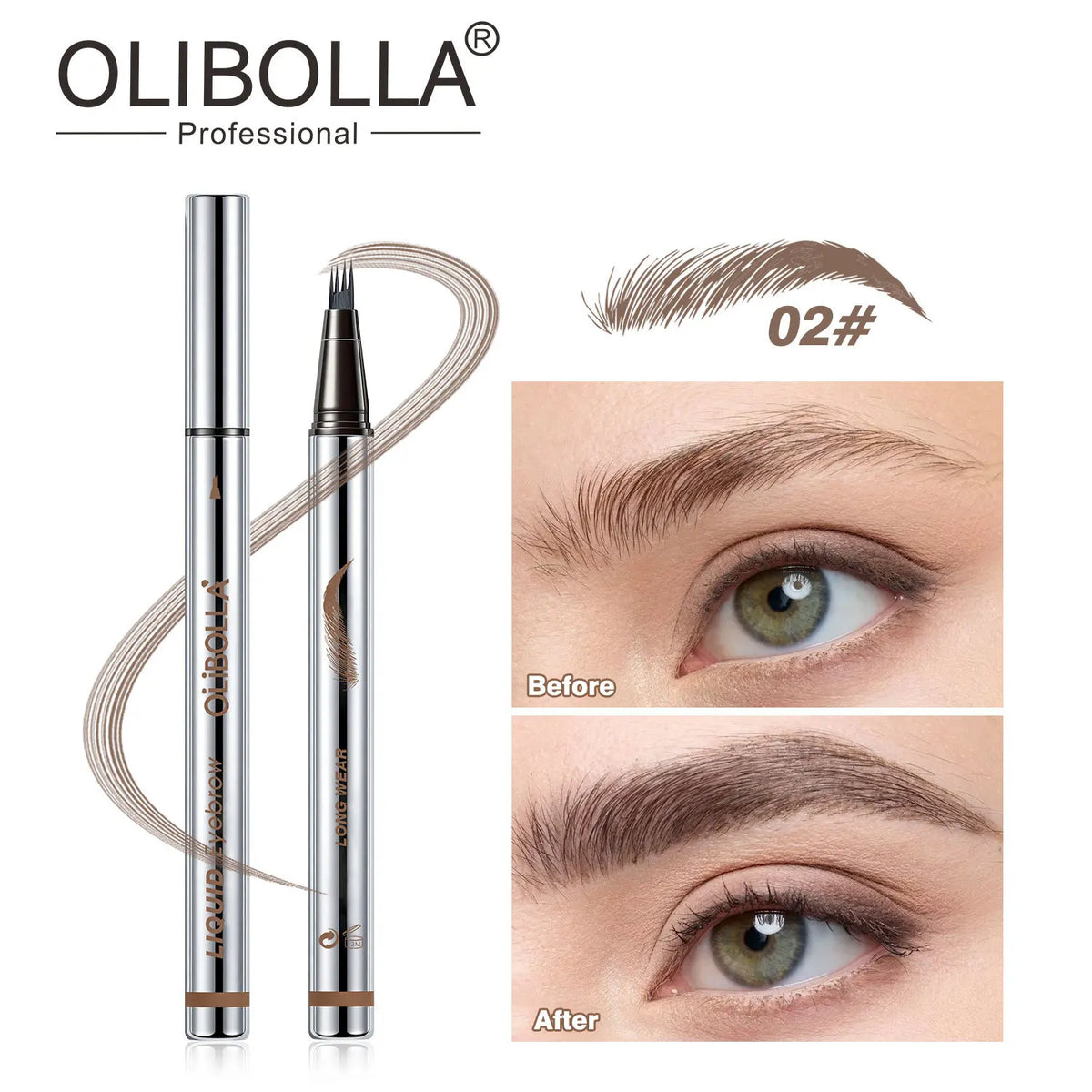 4-Fork Liquid Eyebrow Pen | Waterproof Microblading Brow Tattoo Liquid Eyebrow Pen QXL 02 light brown